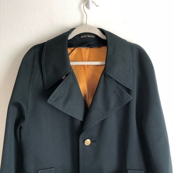 John Weitz Green Belted Trench Coat Gold Lining - Picture 2 of 8